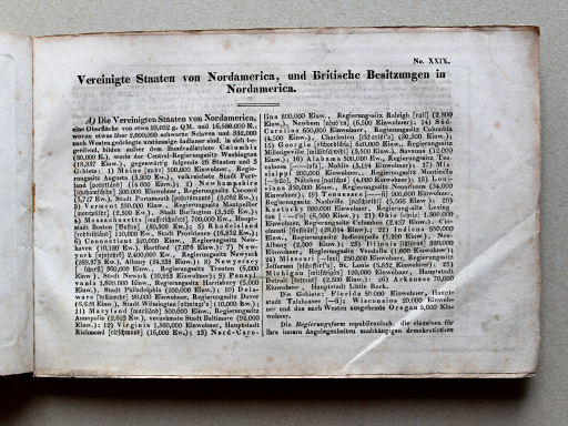 Weiland, Geographisch-statistischer Taschen-Atlas, 1838
29. Vereinigte Staaten von Nordamerica, und Britische Besitzungen in Nordamerica