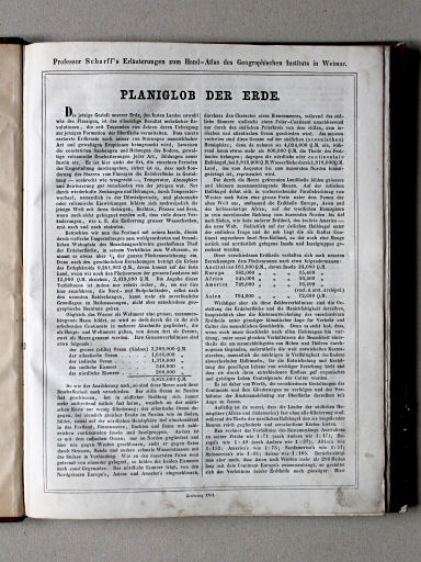 Scharff's Erläuterungen, ca. 1858
1.1 (17.1) Planiglob der Erde
