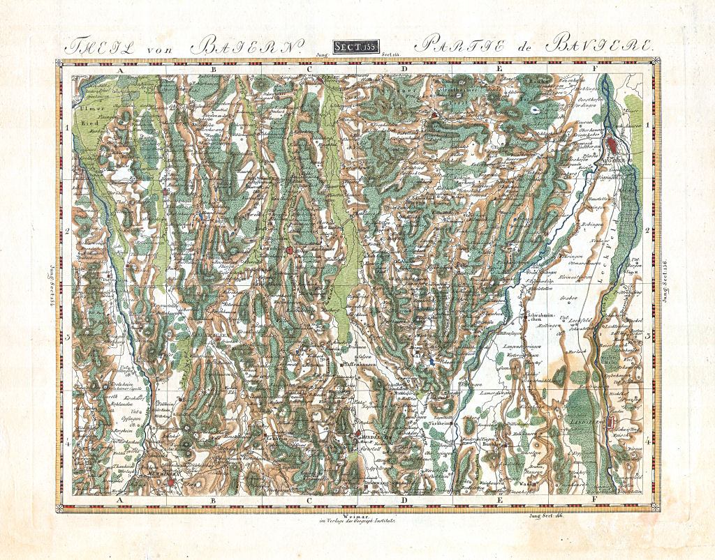 Topographisch-militairische Charte von Teutschland
Theil von Baiern. Partie de Bavière
Sect. 155: Augsburg