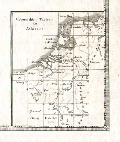 Topographisch-militairischer Atlas von dem Königreiche der Niederlande (1820)
Duitstalige bladwijzer / German language sheet index