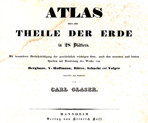 Glaser's Atlas über alle Theile der Erde (1842)
Titelpagina