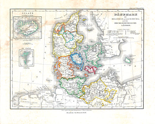 Glaser's Atlas über alle Theile der Erde (1842)
17. Dänemark mit Holstein und Lauenburg; auch die Mecklenburgische Länder