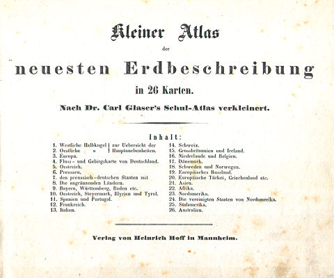 Glaser's Kleiner Atlas (ca. 1848)
Titelpagina