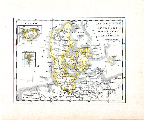 Glaser's Kleiner Atlas (ca. 1848)
17. Dänemark mit Schleswig, Holstein und Lauenburg