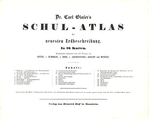 Dr. Carl Glaser's Schul-Atlas (1846)
Titelpagina