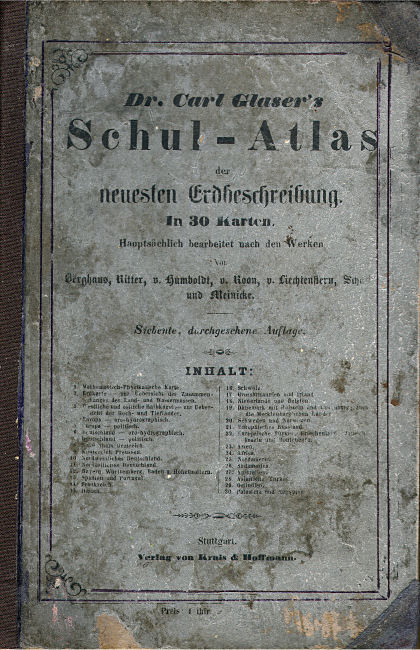 Dr. Carl Glaser's Schul-Atlas (1854)
Voorkant band / Front cover