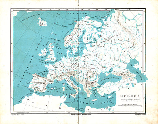 Dr. Carl Glaser's Schul-Atlas (1854)
4. Europa (oro-hydrographisch)
