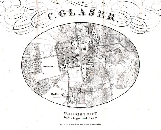 Vollständiger Atlas über alle Theile der Erde (1840)
Titelpagina: plattegrond van Darmstadt