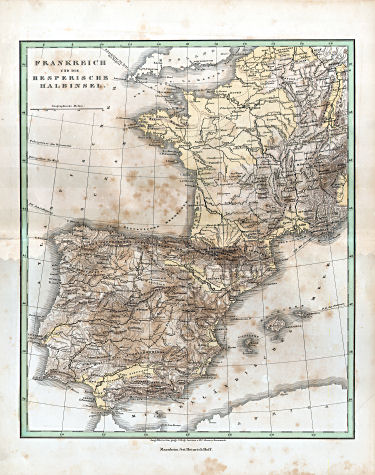 Glaser's Topisch-Physikalischer Atlas (1844)
13. Frankreich und die Hesperische Halbinsel