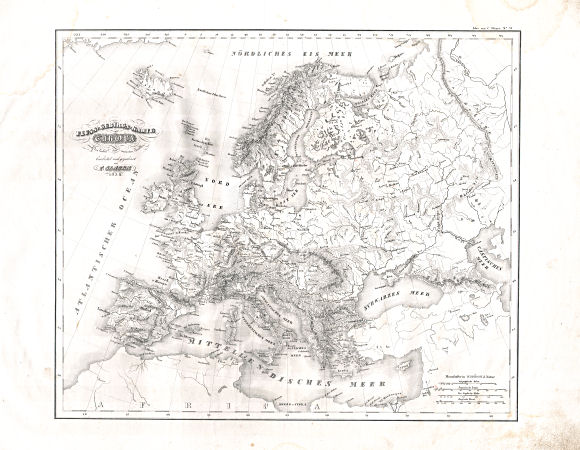 Glaser's Vollständiger Atlas (1840)
6. Fluss & Gebirgs-Karte von Europa
