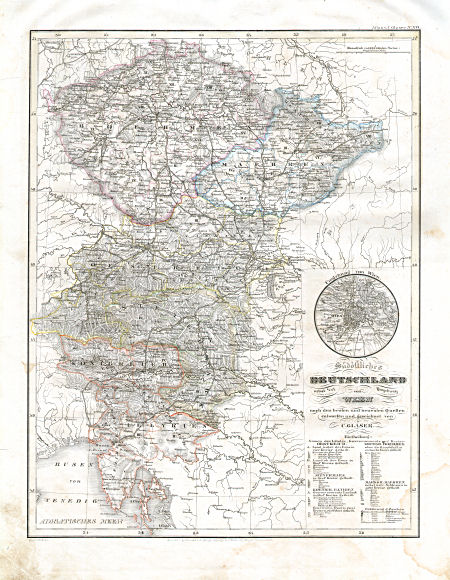 Glaser's Vollständiger Atlas (1840)
16. Südöstliches Deutschland nebst der Umgebung von Wien