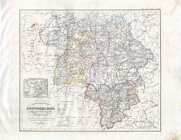 Glaser's Vollständiger Atlas (1840)
17. Südwestliches Deutschland nebst der Umgebung von München