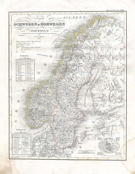 Glaser's Vollständiger Atlas (1840)
23. Karte von Schweden & Norwegen