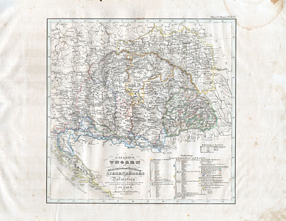 Glaser's Vollständiger Atlas (1840)
25. Galizien, Ungarn mit Slavonien und Croatien, Siebenbürgen und Dalmatien