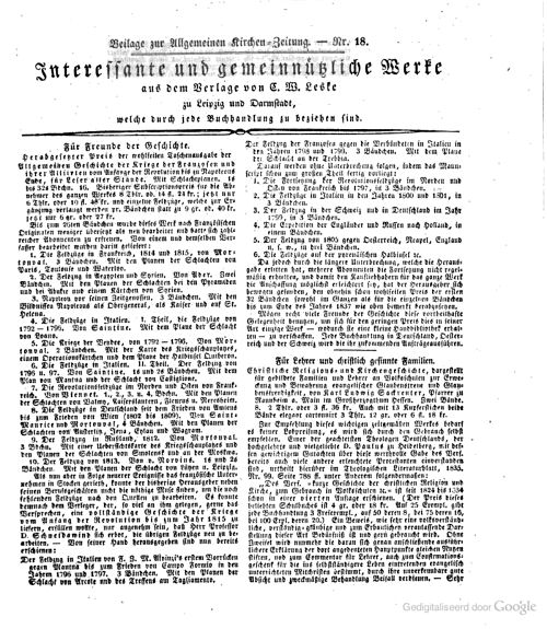Allgemeine Kirchen-Zeitung, 1836-08-14
Verlag von C.W. Leske, p. 1