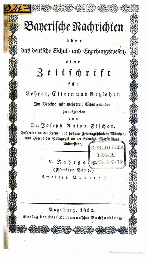 Bayerische Nachrichten über das Schul- und Erziehungswesen, 1832
xx