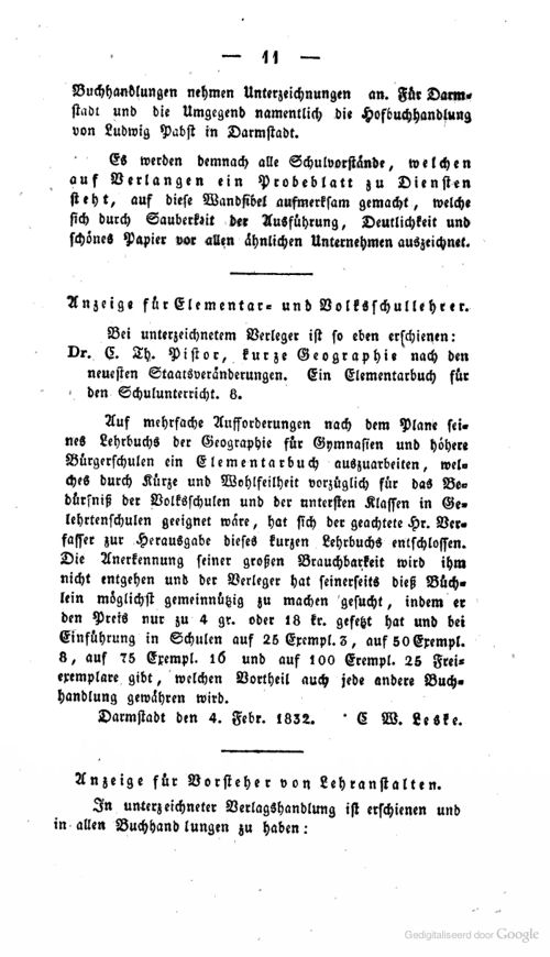 Bayerische Nachrichten über das Schul- und Erziehungswesen, 1832
Literarischer Anzeiger p. 11