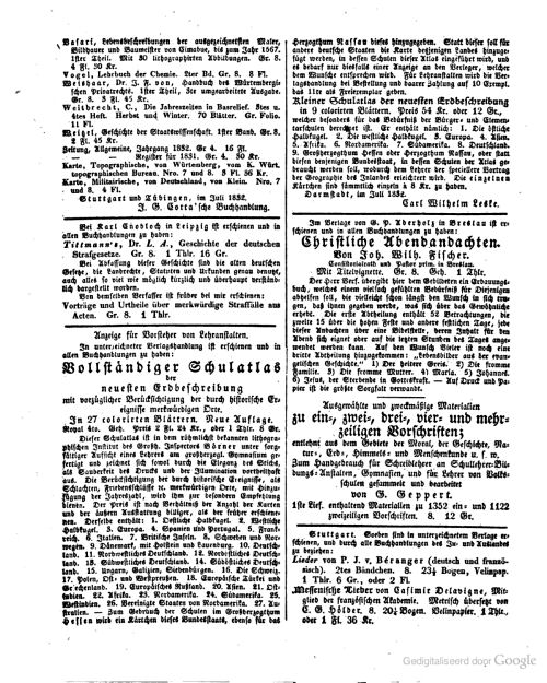 Blätter für literarische Unterhaltung. Jahrgang 1832
Literarische Anzeiger. 1832. Nr. XXVIII.
