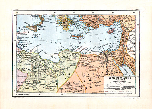 Hartleben's Atlas von Afrika (1886)
16. Nördliches Afrika (Östlicher Theil)