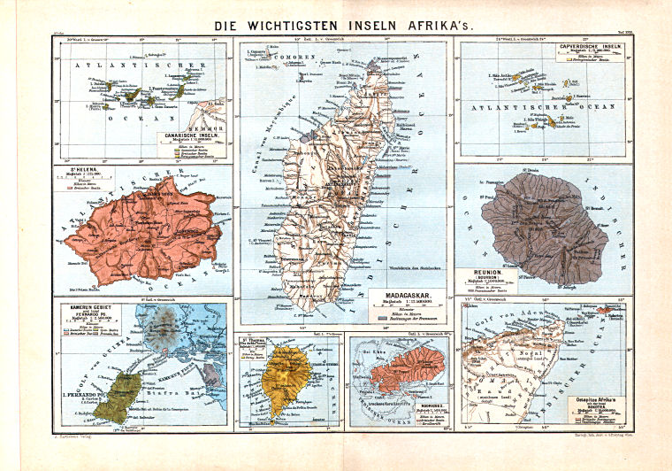 Hartleben's Atlas von Afrika (1886)
18. Die wichtigsten Inseln Afrika's
