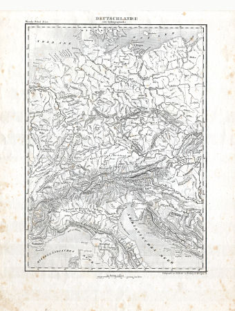 Woerl: Atlas über alle Theile der Erde, 1838
8. Deutschland (I) (oro-hydrographisch)