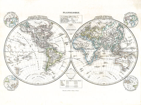 Woerl: Atlas über alle Theile der Erde, 1839 (Oestr. Ausg.)
Planigloben