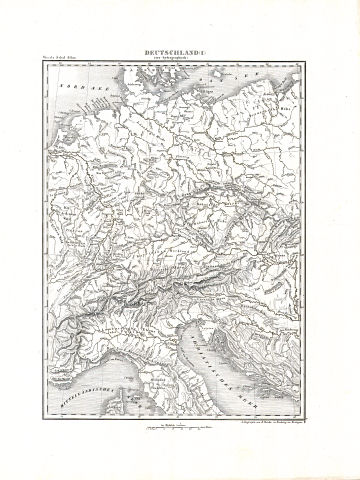 Woerl: Atlas über alle Theile der Erde, 1839 (Oestr. Ausg.)
10 (8) Deutschland (I) (oro-hydrographisch)