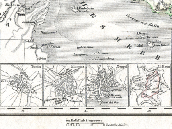 Woerl: Atlas über alle Theile der Erde, 1839 (Oestr. Ausg.)
17cd (16cd) Florenz, Neapel