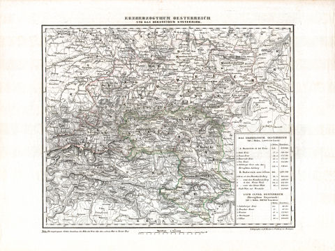 Woerl: Atlas über alle Theile der Erde, 1839 (Oestr. Ausg.)
5 (-) Erzherzogthum Oesterreich und das Herzogthum Steyermark