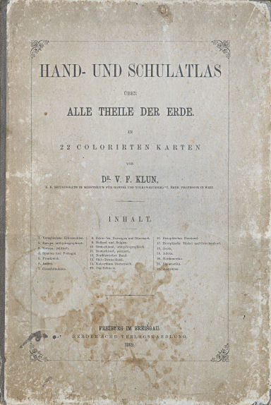 Hand- und Schulatlas, V.F. Klun (1869)
Voorkant band / Front cover