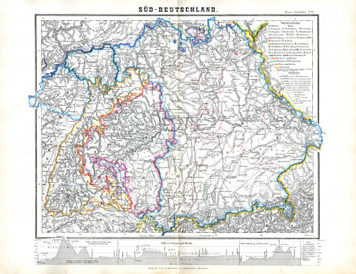 Hand- und Schulatlas, V.F. Klun (1869)
13. Süd-Deutschland