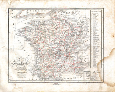 Neuer allgemeiner Hand- und Schul-Atlas, 1829
5. Charte von Frankreich eingetheilt in 86 Departemente
Frankrijk in 86 departementen / France in 86 departments