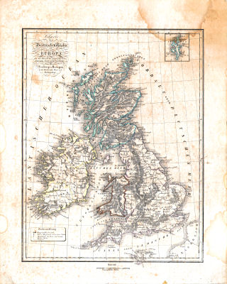 Neuer allgemeiner Hand- und Schul-Atlas, 1829
13. Charte des Britischen Reichs in Europa
Het Britse Rijk in Europa / The British Empire in Europe