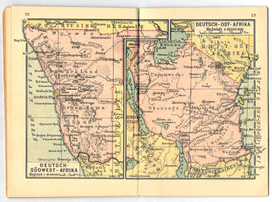 Hand-Atlas von Deutschland, 1898
1.6. Deutsch-Südwest-Afrika. Deutsch-Ost-Afrika
