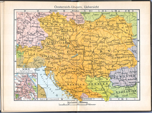 Singers neuer vollständiger Taschen-Atlas, 1913
8. Oesterreich-Ungarn, Uebersicht