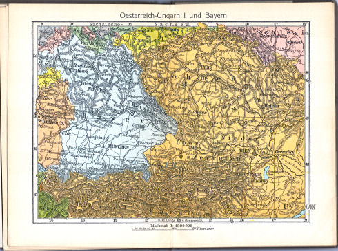 Singers neuer vollständiger Taschen-Atlas, 1913
9. Oesterreich-Ungarn I und Bayern