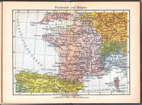 Singers neuer vollständiger Taschen-Atlas, 1913
14. Frankreich und Belgien