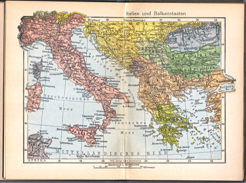 Singers neuer vollständiger Taschen-Atlas, 1913
17. Italien und Balkanstaaten