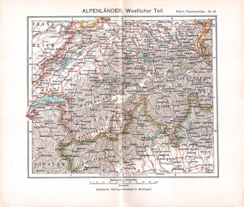 Peips Taschen-Atlas über alle Teile der Erde, 1904
13. Alpenländer, Westlicher Teil