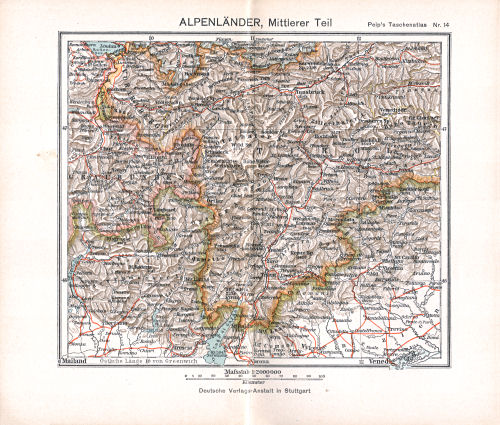 Peips Taschen-Atlas über alle Teile der Erde, 1904
14. Alpenländer, Mittlerer Teil