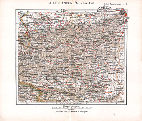 Peips Taschen-Atlas über alle Teile der Erde, 1904
15. Alpenländer, Östlicher Teil