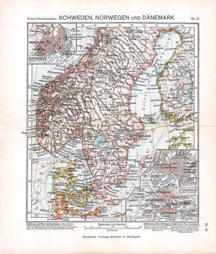 Peips Taschen-Atlas über alle Teile der Erde, 1904
21. Schweden, Norwegen und Dänemark