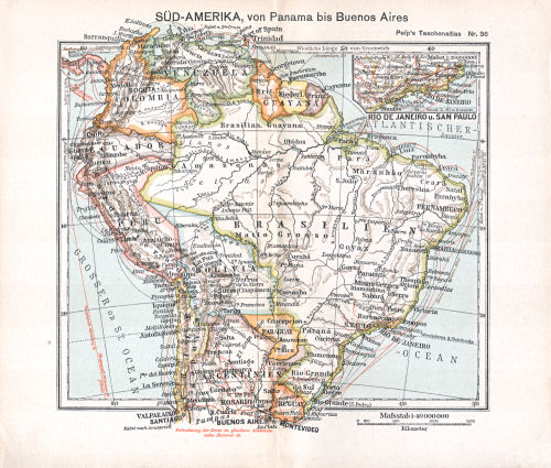 Peips Taschen-Atlas über alle Teile der Erde, 1904
36. Süd-Amerika, von Panama bis Buenos Aires