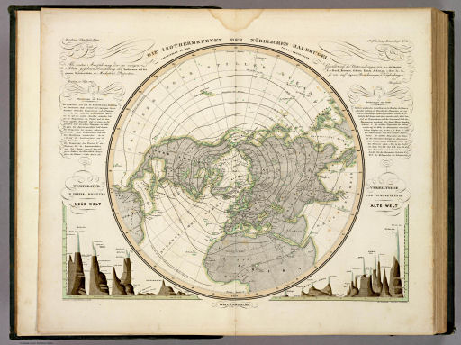 Berghaus' Physikalischer Atlas (1837-1848)
1.2. Die Isothermkurven der nördlichen Halbkugel (1838)