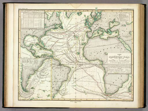 Berghaus' Physikalischer Atlas (1837-1848)
2.3. Karte vom Atlantischen Ocean; Zur Übersicht der Strömungen und Handelsstrassen, der Wärme-Verbreitung, des Seebodens, &c., &c. (1837)