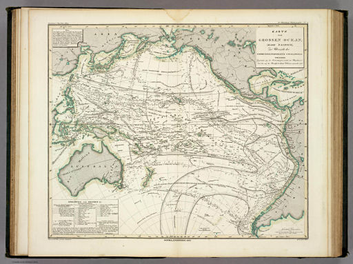 Berghaus' Physikalischer Atlas (1837-1848)
2.4. Karte vom Grossen Ocean, (Mare Pacifico); Zur Übersicht der Strömungen, Temperatur und Handelsstrassen (1837)