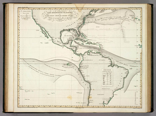 Berghaus' Physikalischer Atlas (1837-1848)
2.6. Der warme Meeresstrom des Atlantischen und der kalte Strom des Grossen Oceans in Parallele nach geographischer Lage und Ausdehnung dargestellt (1841)