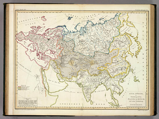 Berghaus' Physikalischer Atlas (1837-1848)
2.7. Asia-Eüropa; in Beziehung auf das Fliessende, und seine Vertheilung in Stromgebiete (1841)