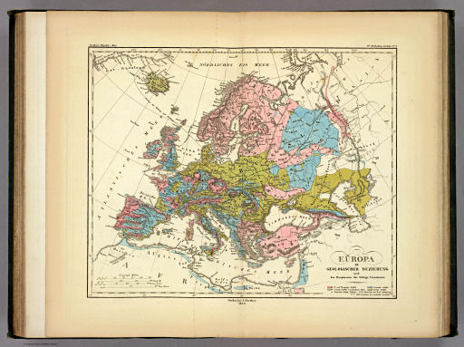 Berghaus' Physikalischer Atlas (1837-1848)
3.4. Europa in geologischer Beziehung nach den Hauptmassen der Gebirgs-Formationen (1843)