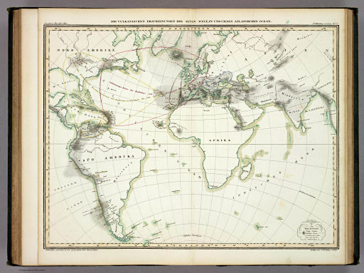 Berghaus' Physikalischer Atlas (1837-1848)
3.7. Die vulkanischen Erscheinungen der Alten Welt, in und um den Atlantischen Ocean (1839)